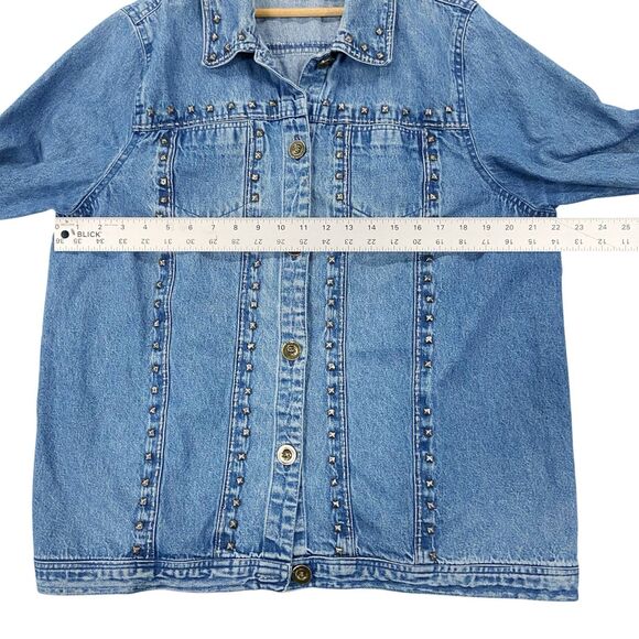 VTG Liz & Me Women’s Studded Blue Denim Cotton Trucker Style Jean Jacket 0X - Picture 9 of 12